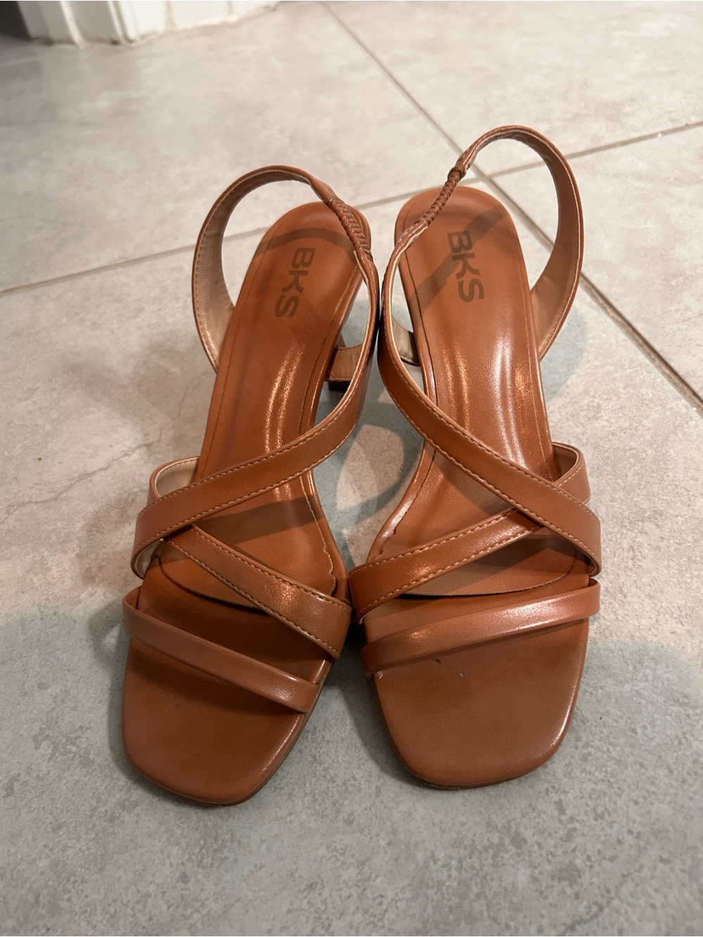Women's Tan Strappy Slingback Sandals